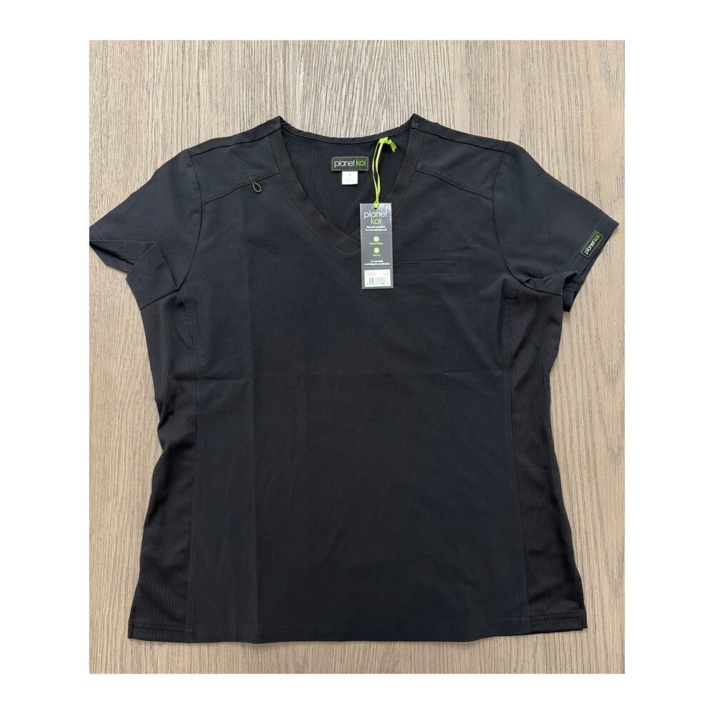 Planet Koi Black Scrub Top V-Neck Women’s Large New With Tags
